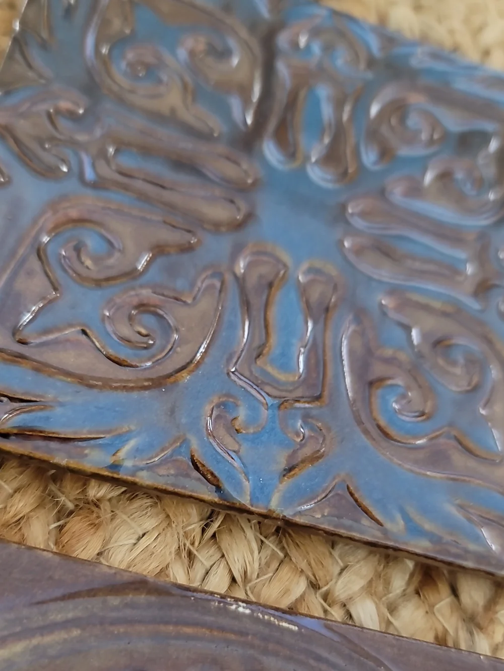 Embossed Ceramic Tile Coasters - Set of 4